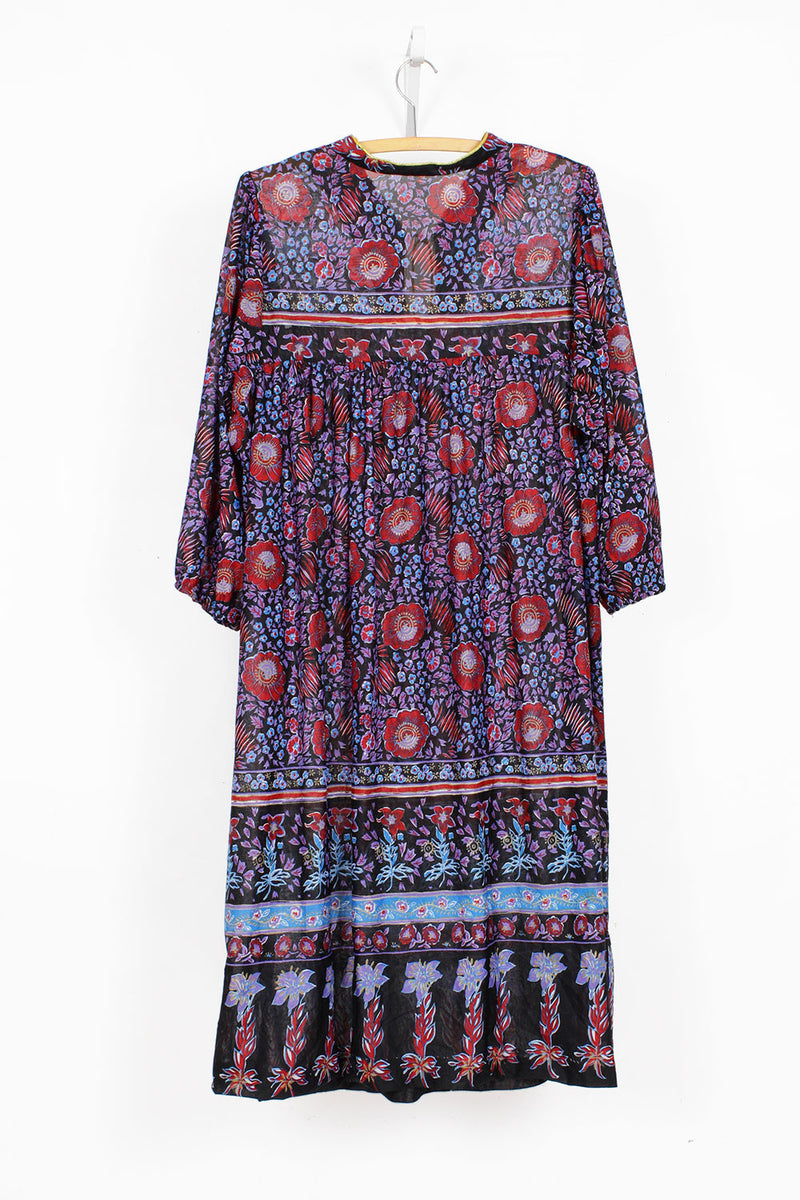 70s Indian Poppy Dress S/M/L