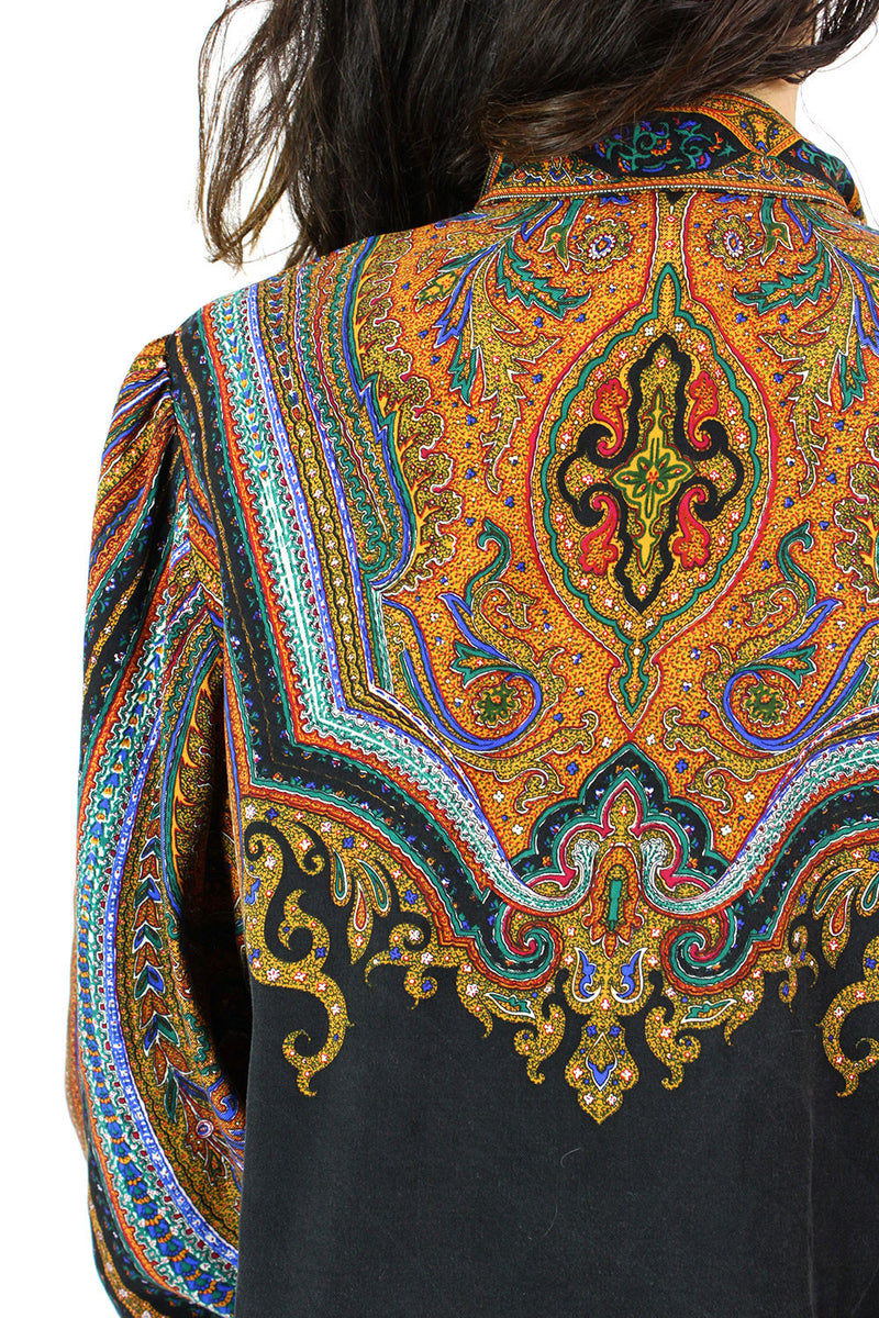 Scarf Print Silk Blouse M/L