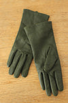 Cashmere Lined Green Leather Gloves