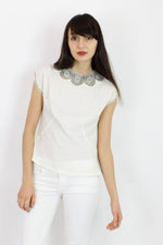 Metal Embroidered Shell Top S