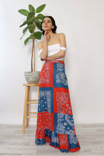 Bandana Block Maxi Ruffle Skirt XS