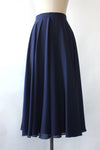 Navy Chiffon Flowy Midi Skirt M