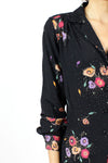 Textured Black Floral Top S