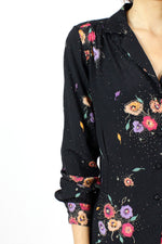 Textured Black Floral Top S