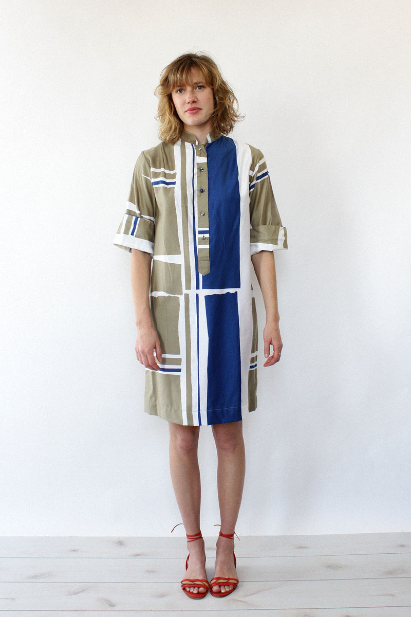 Catherine Ogust Graphic Olive Dress