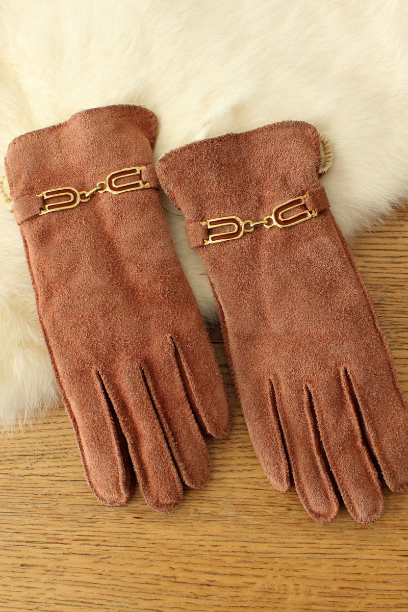 Suede Sherpa Buckle Gloves