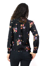 Textured Black Floral Top S