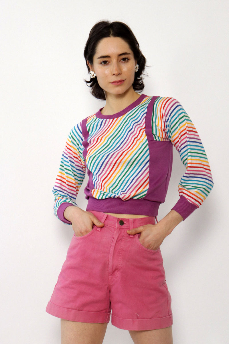 Rainbow Shrunken Sweatshirt XS