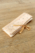Peach Embroidered Satin Jewelry Pouch