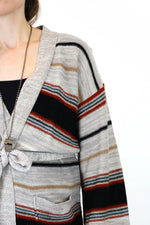 70s striped sweater jacket detail