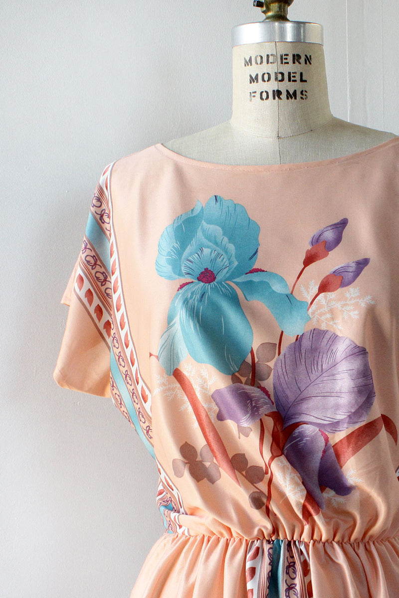 Salmon Floral Scarf Dress M/L