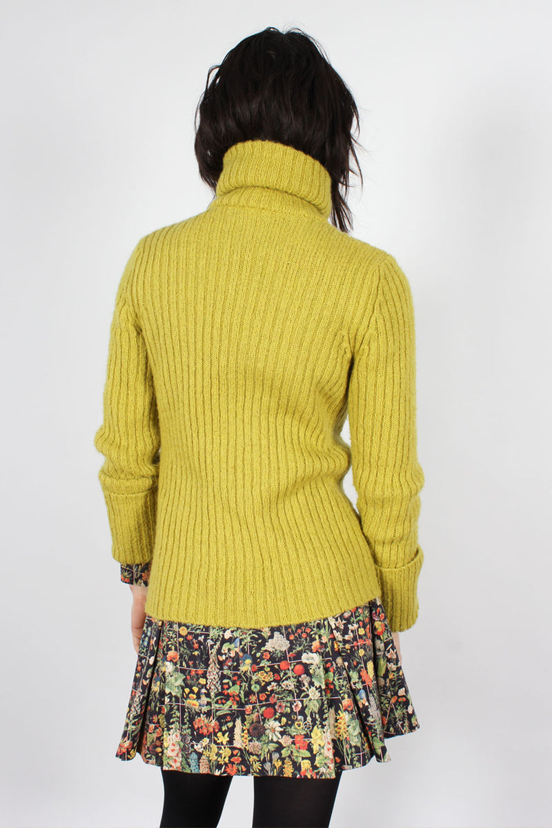 Chartreuse Mohair Zip Sweater S/M