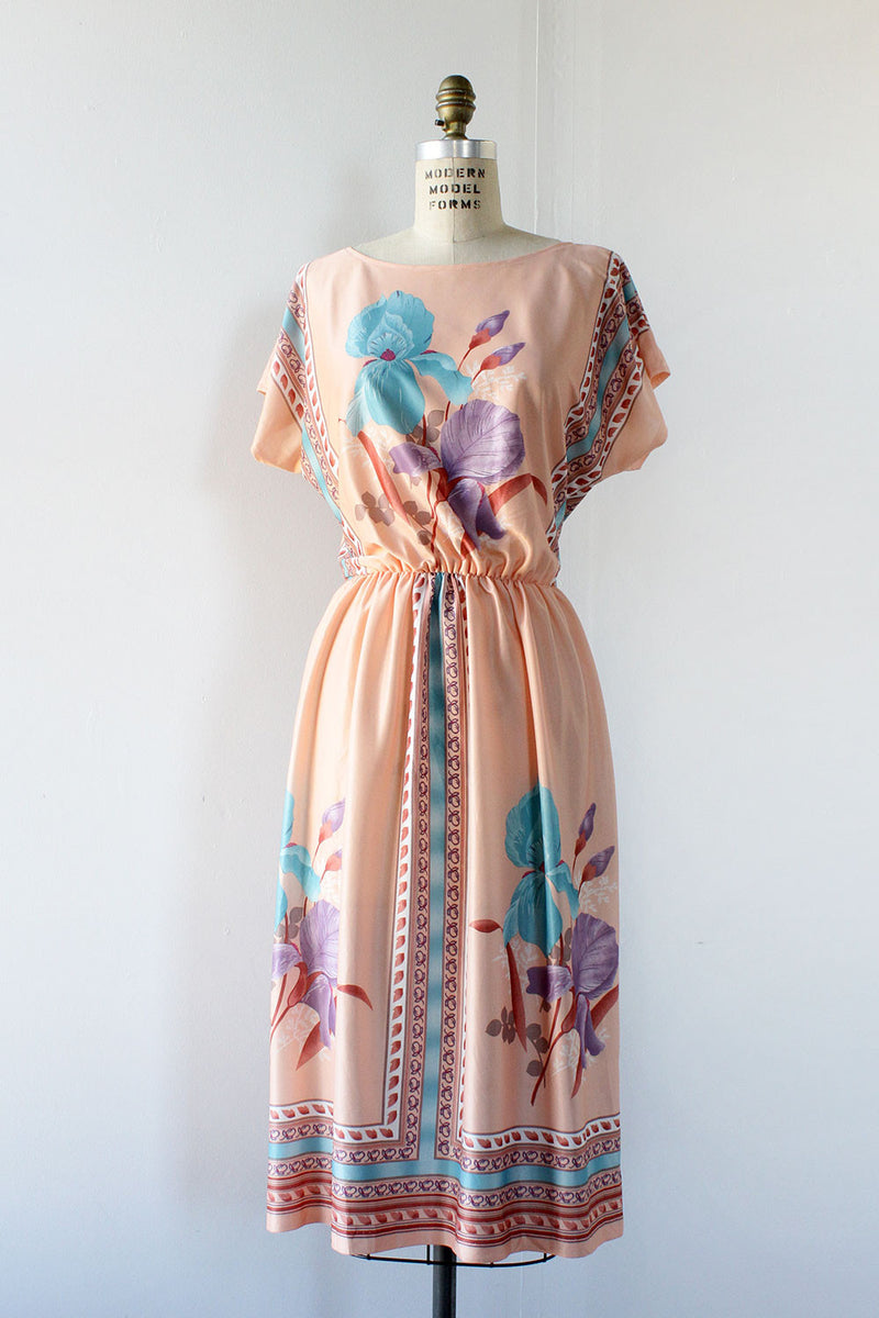 Salmon Floral Scarf Dress M/L