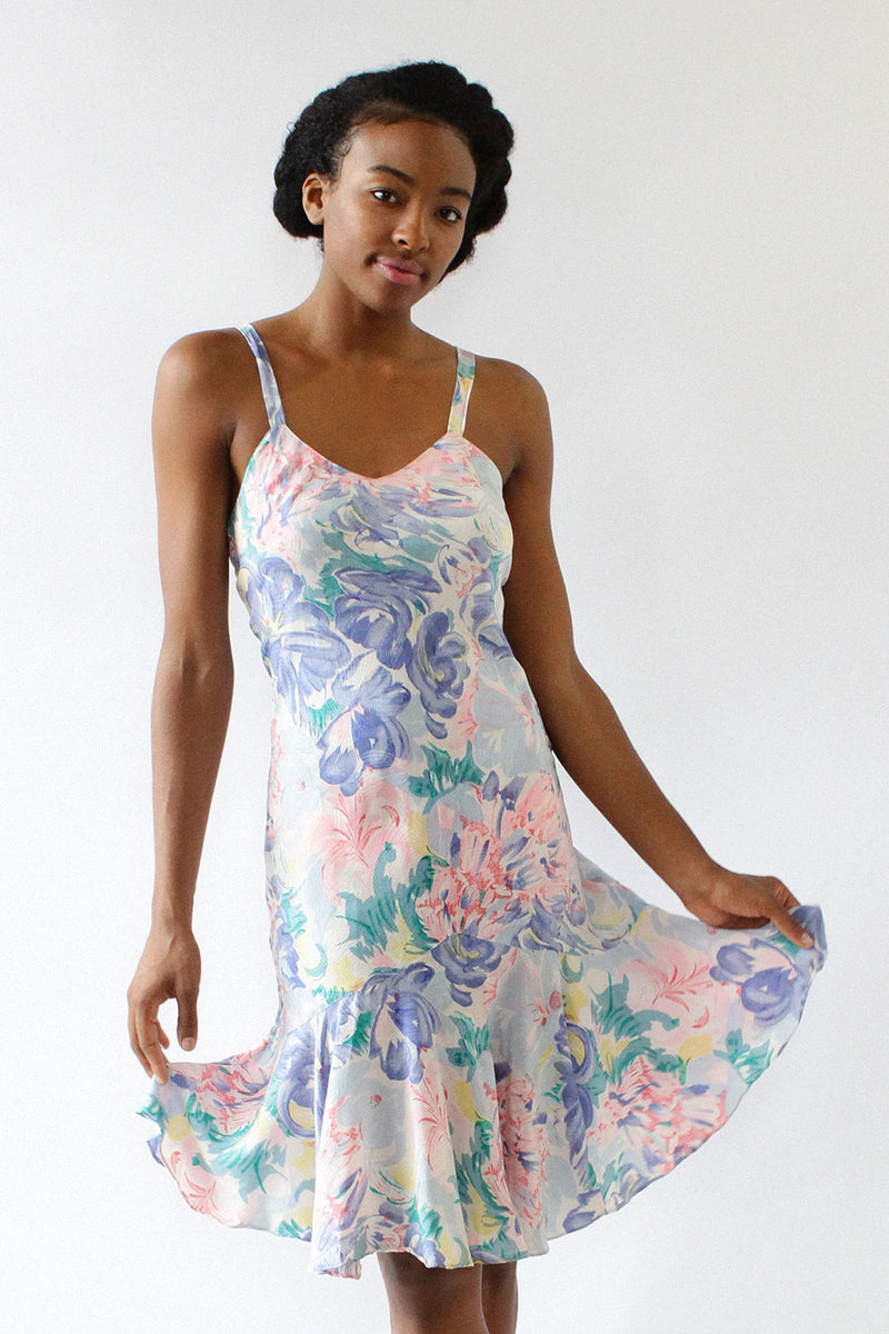 Silk Watercolor Flutter Slipdress XS/S