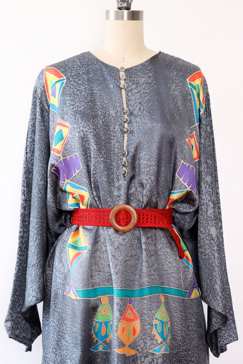 Silk Fish Batik Caftan OS
