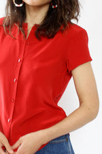 Red Hot Silk Blouse XS