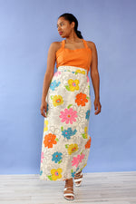 Graphic Flower Power Maxi Skirt M/L