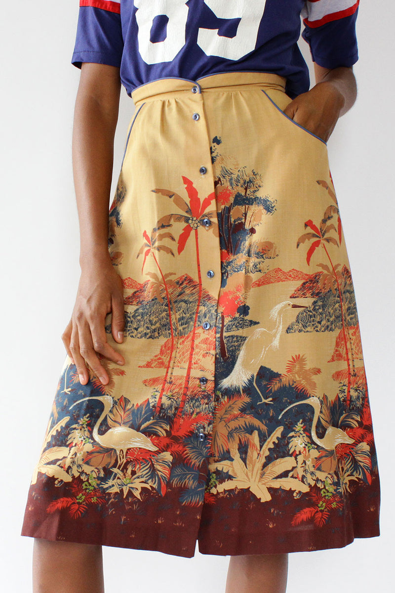 70s Nature Print Skirt XS