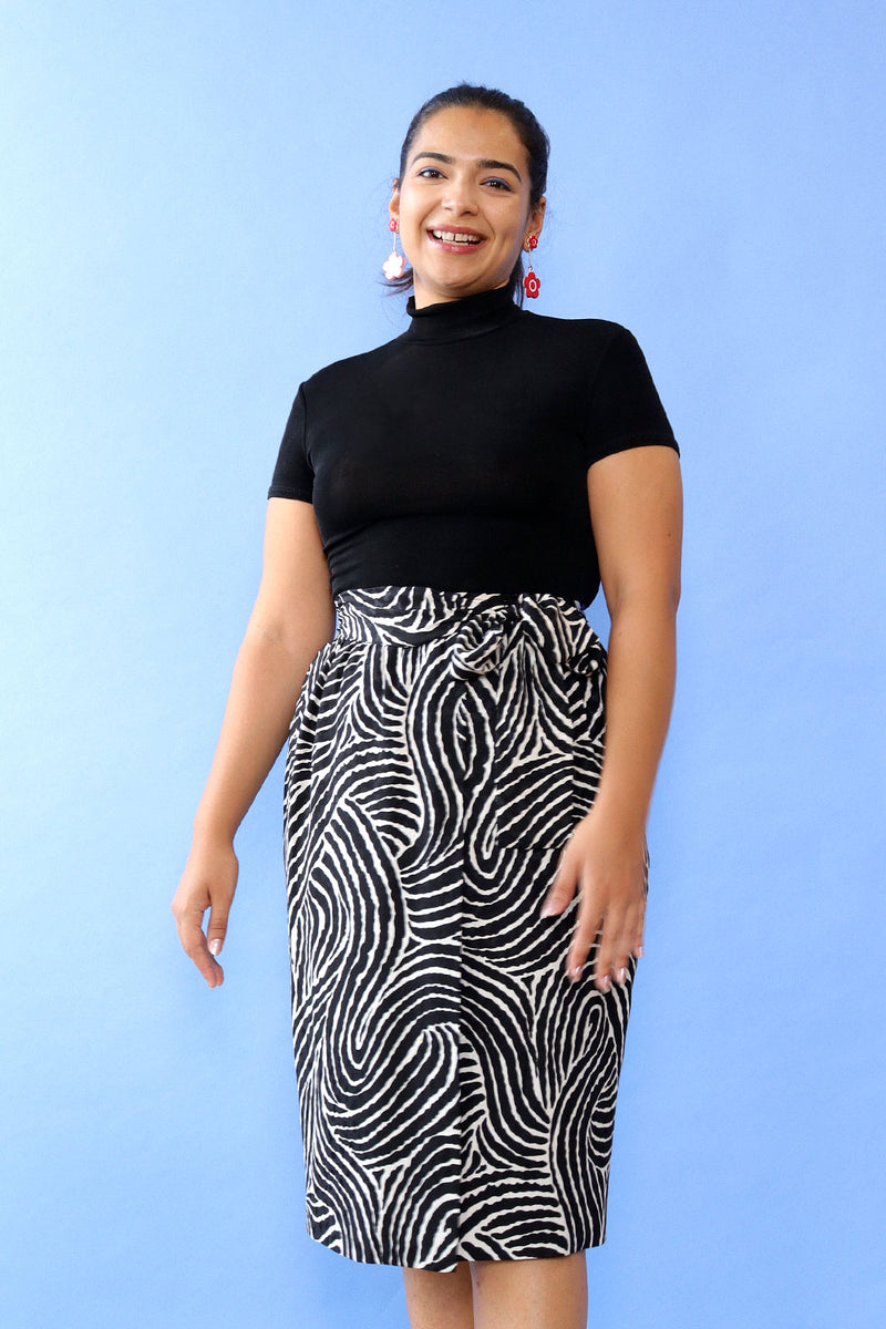 YSL Silk Zebra Tie Skirt M