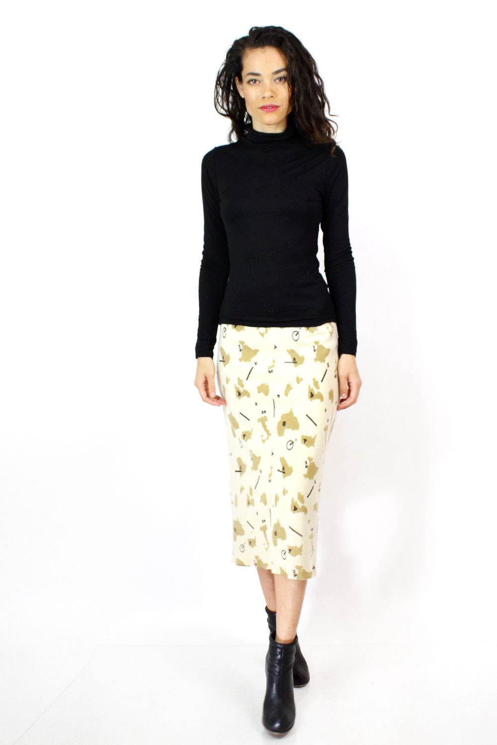~ Marked Down ~ Minimal Map Print Knit Skirt M