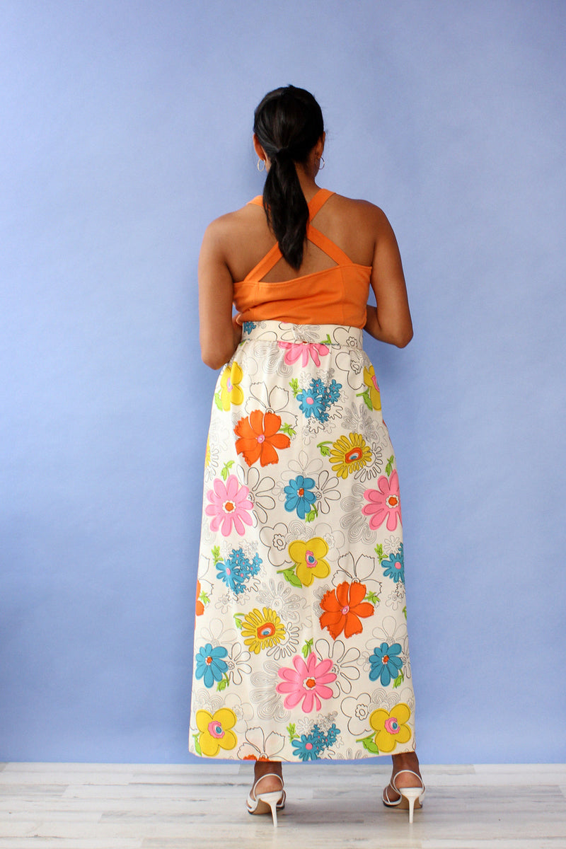 Graphic Flower Power Maxi Skirt M/L