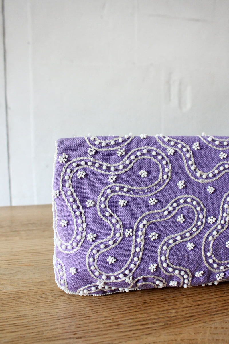 Beaded Lavender Magid Clutch