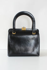 Deco Black Leather Handbag