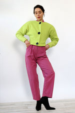 Neon Green Cropped Fleece Jacket XS