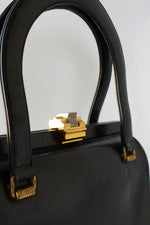 Deco Black Leather Handbag