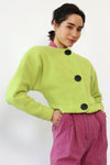 Neon Green Cropped Fleece Jacket XS