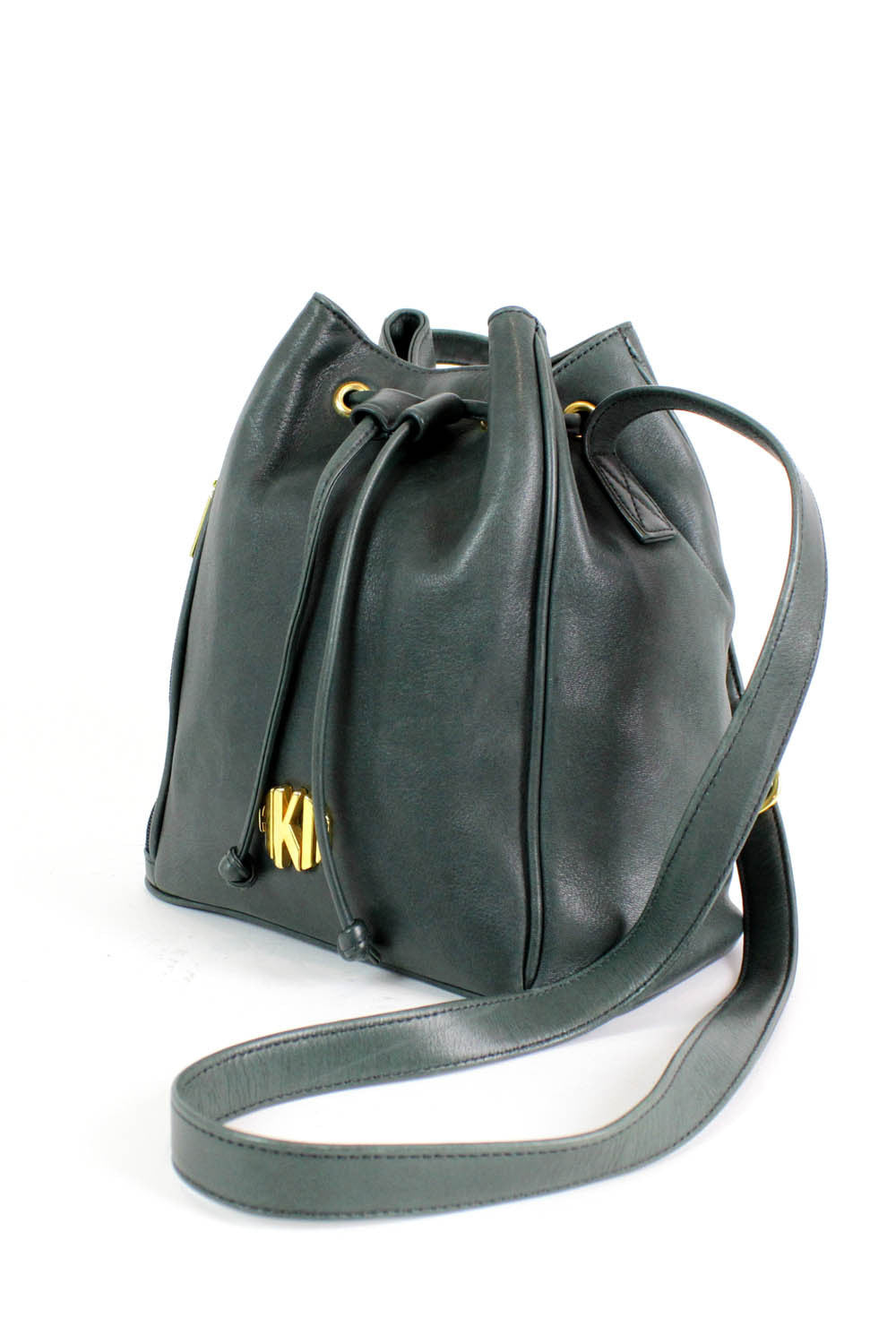 vintage forest green leather bag