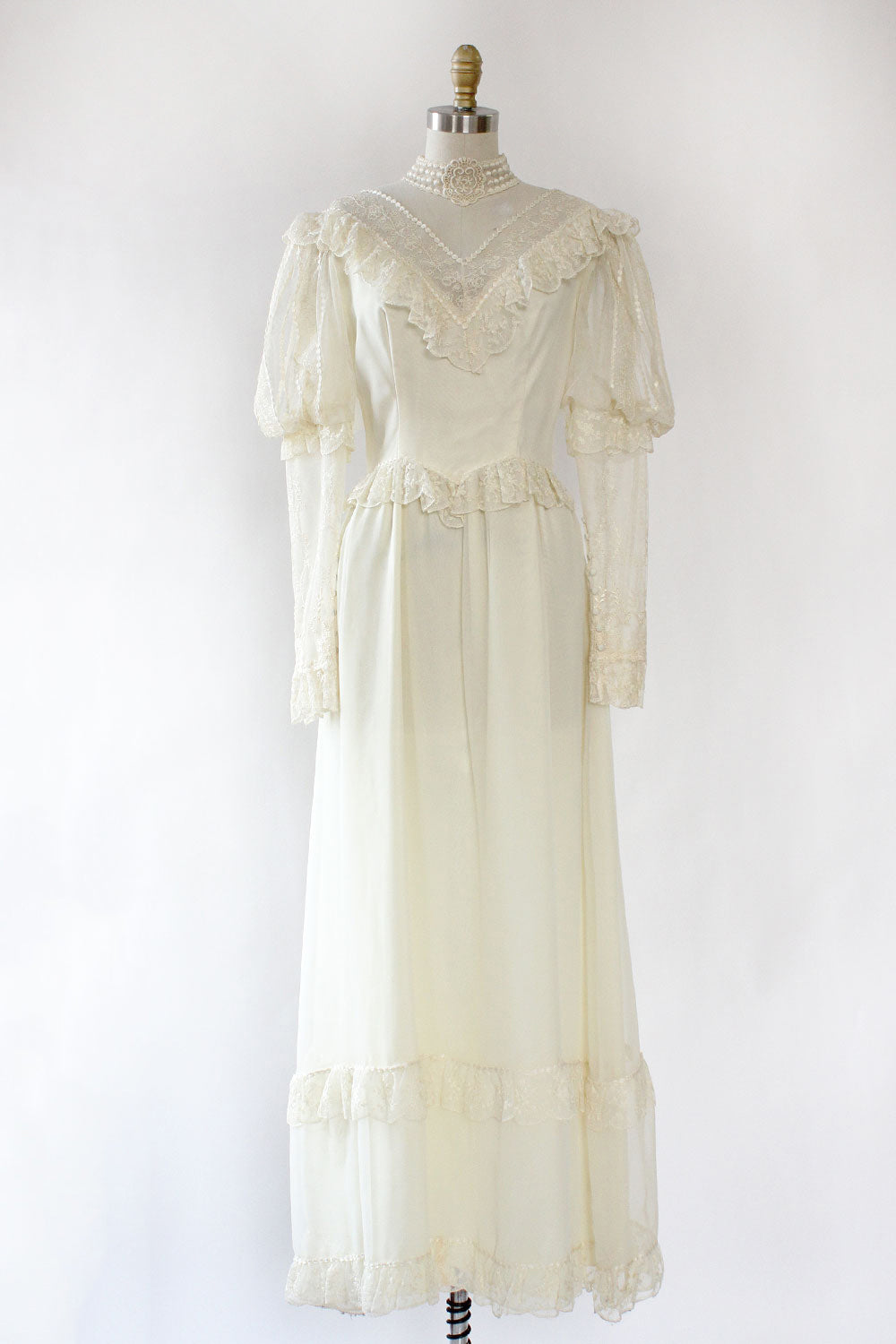 70s Winter Wedding Dress S