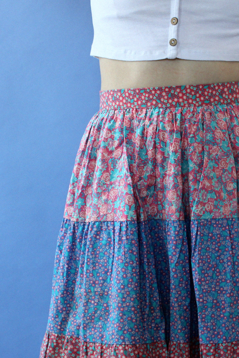 Belle France Floral Tiered Skirt S