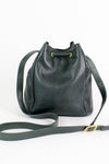 teal leather bucket bag