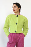 Neon Green Cropped Fleece Jacket XS