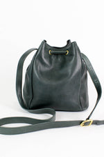teal leather bucket bag