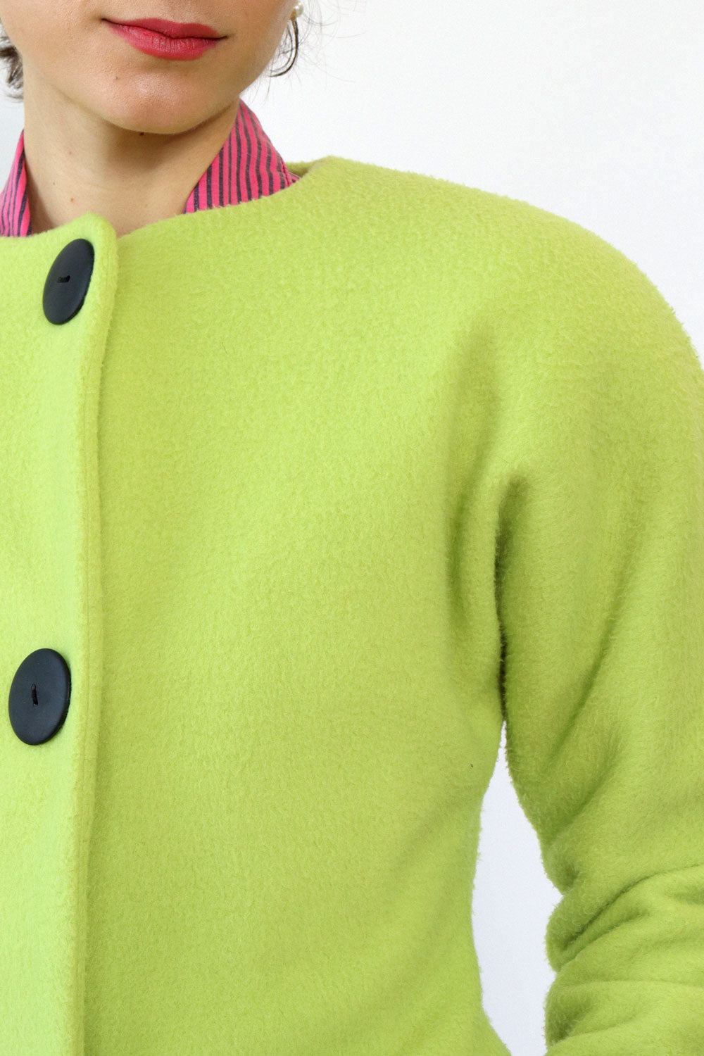 Neon Green Cropped Fleece Jacket XS