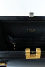 Deco Black Leather Handbag