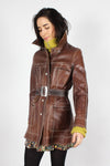 Reversible Bark Leather Belted Jacket S