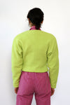 Neon Green Cropped Fleece Jacket XS