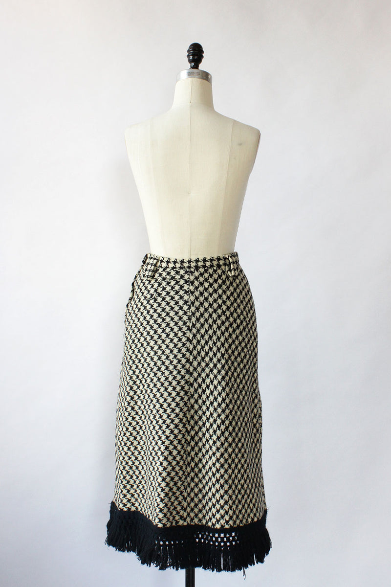 Houndstooth Fringe Skirt XS/S