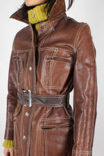 Reversible Bark Leather Belted Jacket S