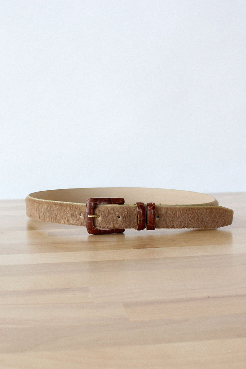 Fawn Horsehair Leather Belt