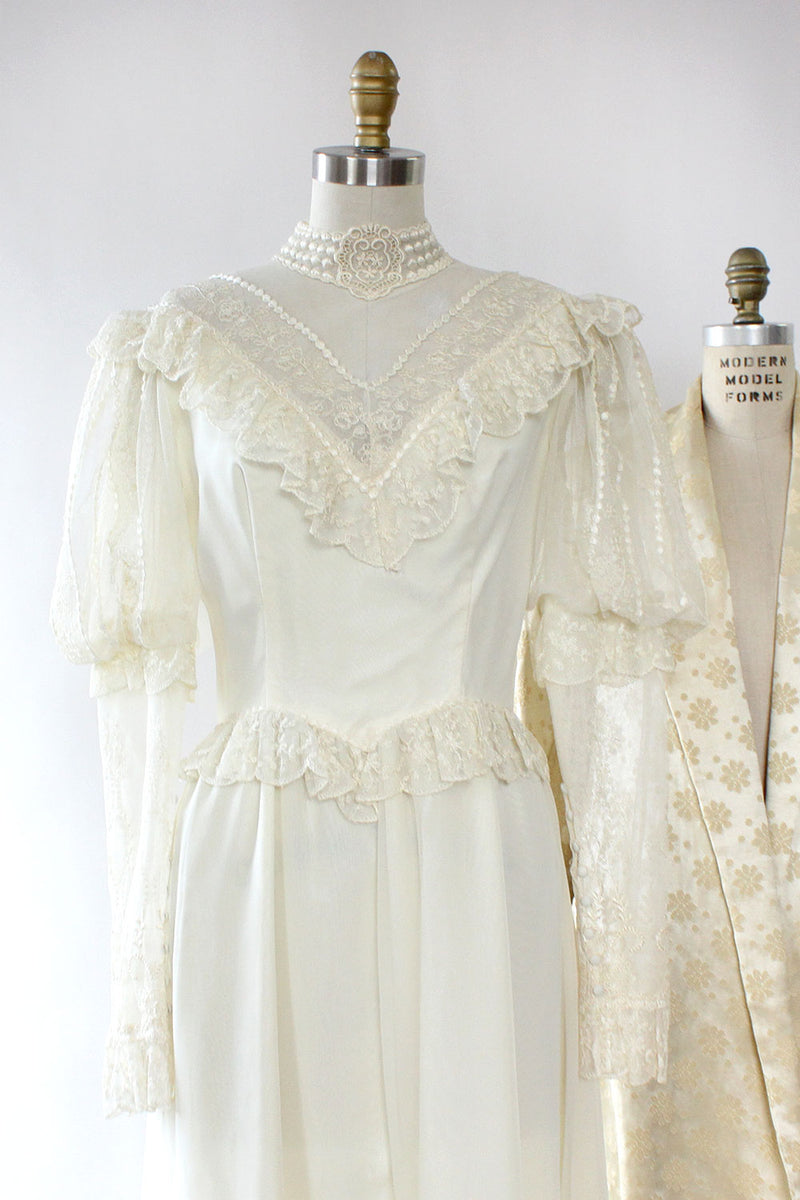70s Winter Wedding Dress S