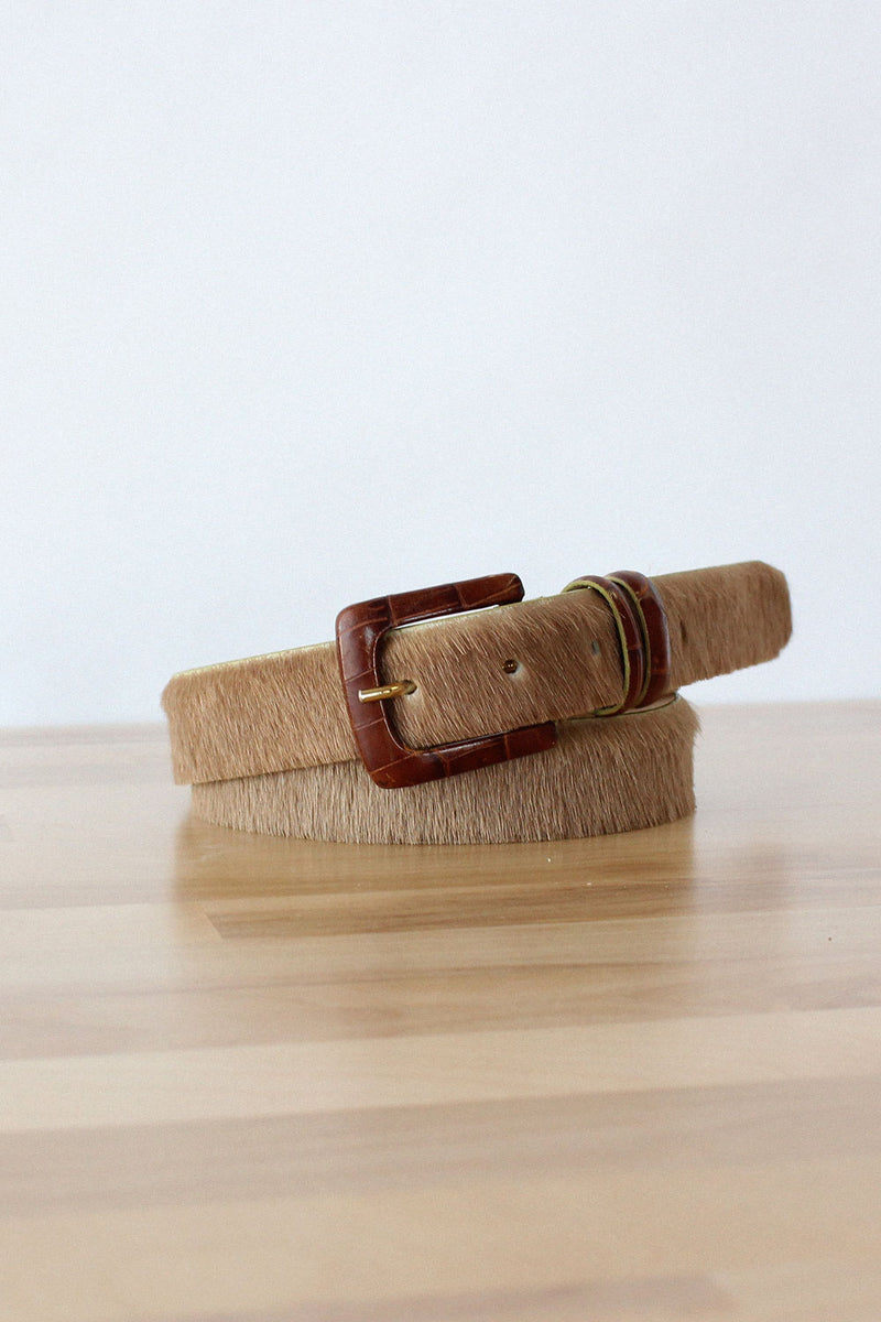 Fawn Horsehair Leather Belt