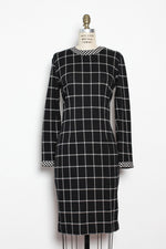 Windowpane Knit Dress L
