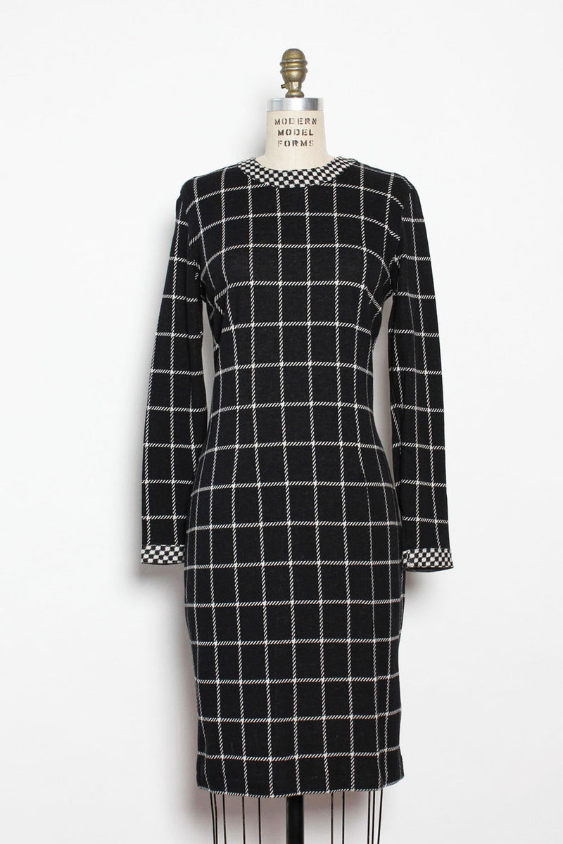 Windowpane Knit Dress L