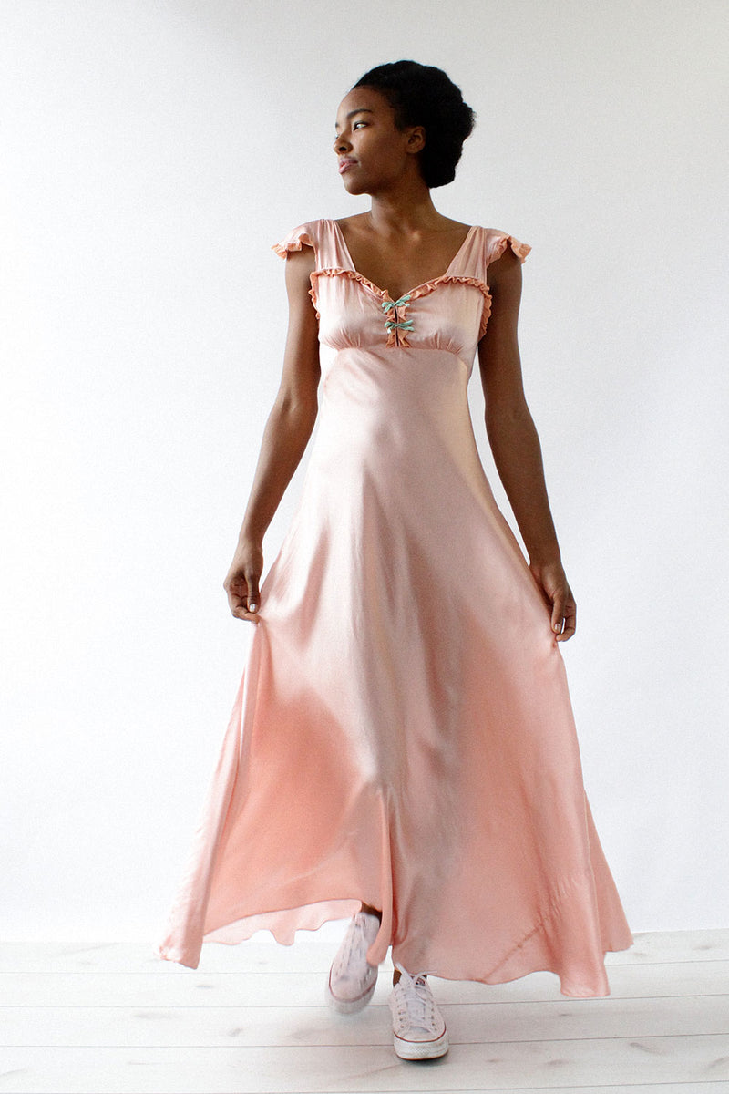 Rose Silk 1940s Gown S/M