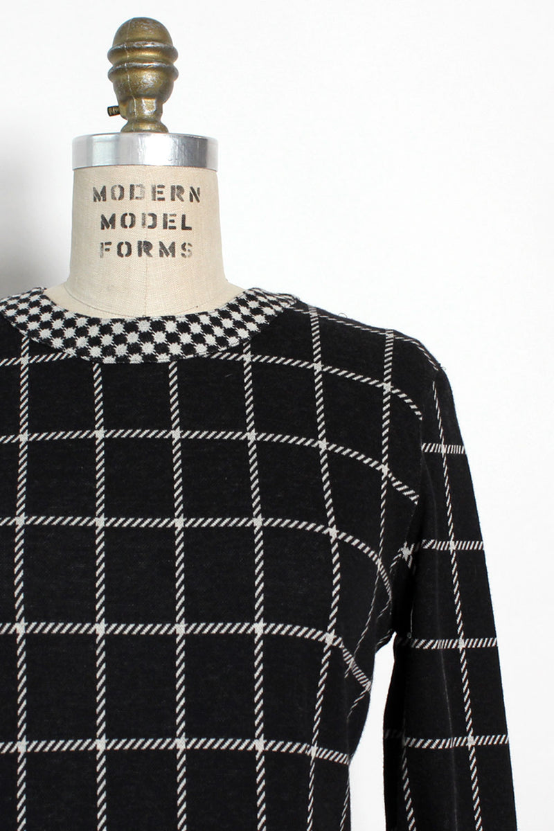 Windowpane Knit Dress L