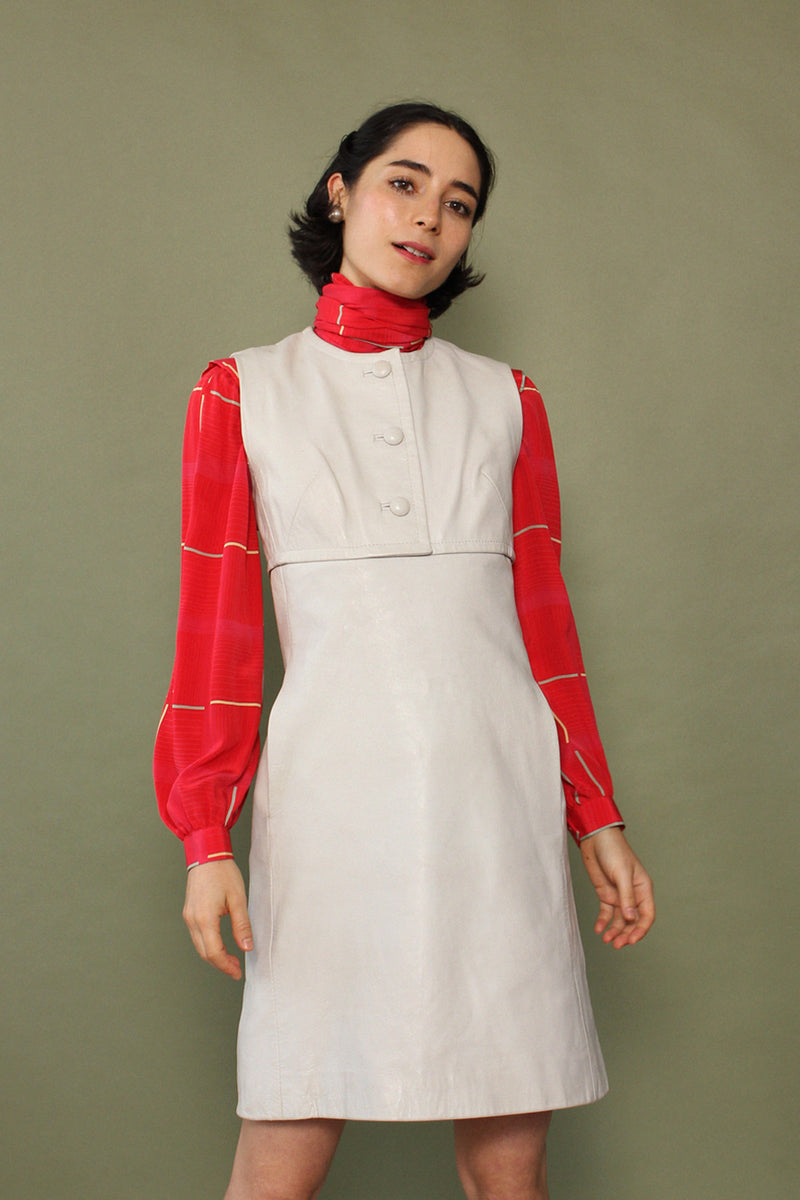 Ivory Leather Mod Dress XS/S